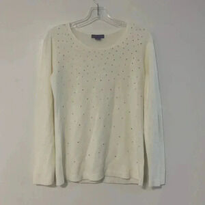 Laura Scott White Knit Bedazzled Sweater​​